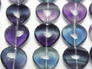 [Video] Multicolor Fluorite AAA Vertical Hole Heart 14x14mm half or 1strand beads (aprx.15inch/36cm)