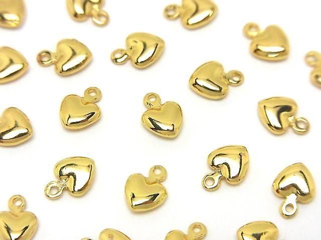 Metal parts end charm heart 7.5x5.5mm gold color 4pcs