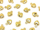 Metal parts end charm heart 7.5x5.5mm gold color 4pcs
