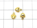 Metal parts end charm heart 7.5x5.5mm gold color 4pcs