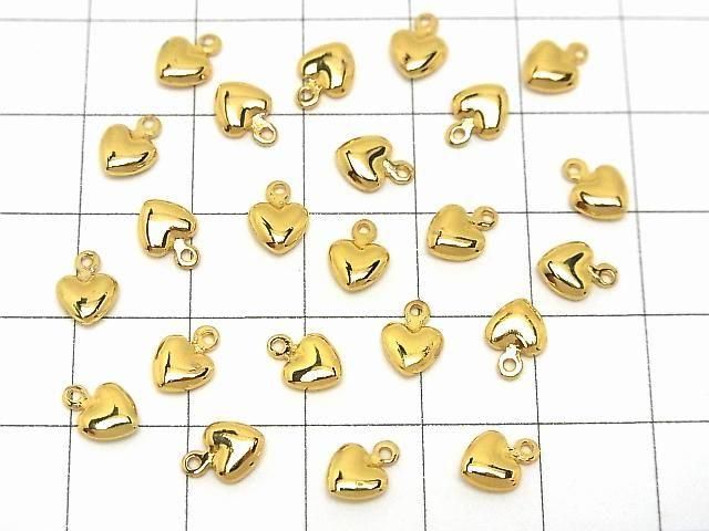 Metal parts end charm heart 7.5x5.5mm gold color 4pcs