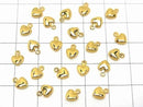 Metal parts end charm heart 7.5x5.5mm gold color 4pcs