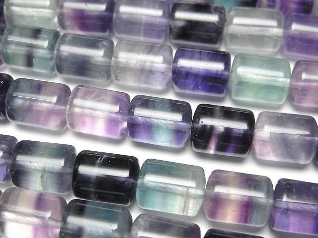 [Video] Multicolor Fluorite AAA Tube 10x8x8mm half or 1strand beads (aprx.15inch/36cm)