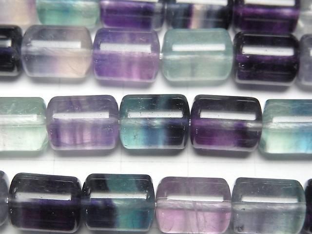 [Video] Multicolor Fluorite AAA Tube 10x8x8mm half or 1strand beads (aprx.15inch/36cm)