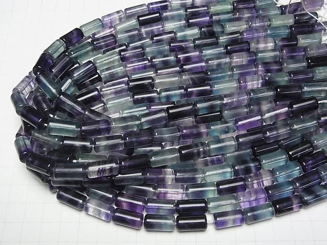[Video] Multicolor Fluorite AAA Tube 16x8x8mm half or 1strand beads (aprx.15inch/36cm)