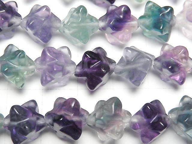 [Video] Multicolor Fluorite AA++ Star Dice Shape 13x13mm half or 1strand beads (aprx.15inch/36cm)
