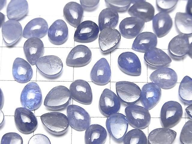 [Video]High Quality Tanzanite AA++ Pear shape Cabochon 8x6mm 2pcs