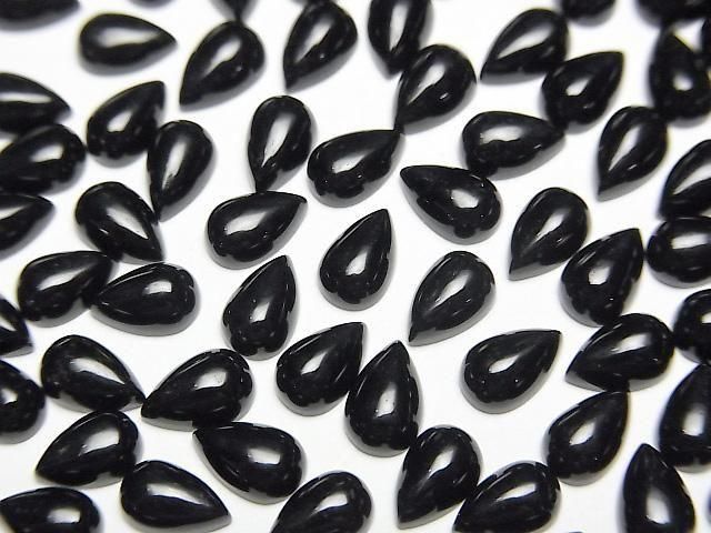 [Video] Onyx AAA Pear shape Cabochon 6x4mm 5pcs