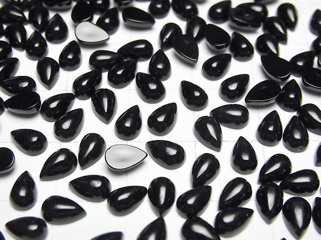 [Video] Onyx AAA Pear shape Cabochon 6x4mm 5pcs