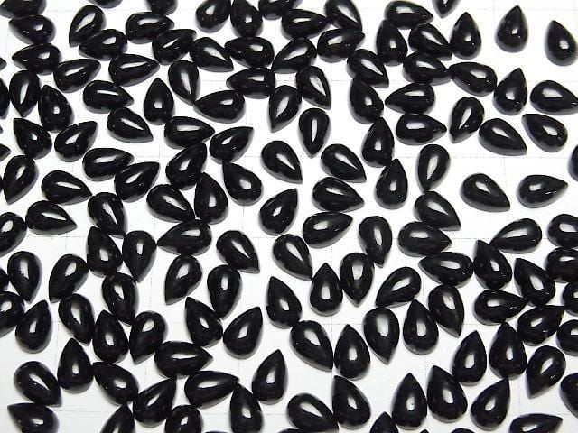 [Video] Onyx AAA Pear shape Cabochon 6x4mm 5pcs