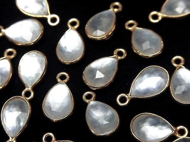 [Video] White Shell x Crystal AAA Bezel Setting Faceted Pear Shape 10x7mm 18KGP 2pcs
