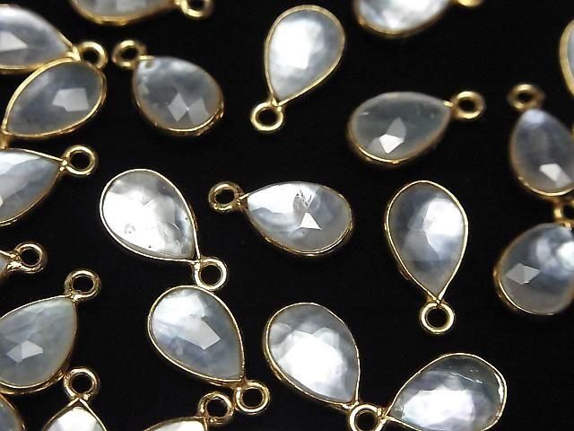 [Video] White Shell x Crystal AAA Bezel Setting Faceted Pear Shape 10x7mm 18KGP 2pcs