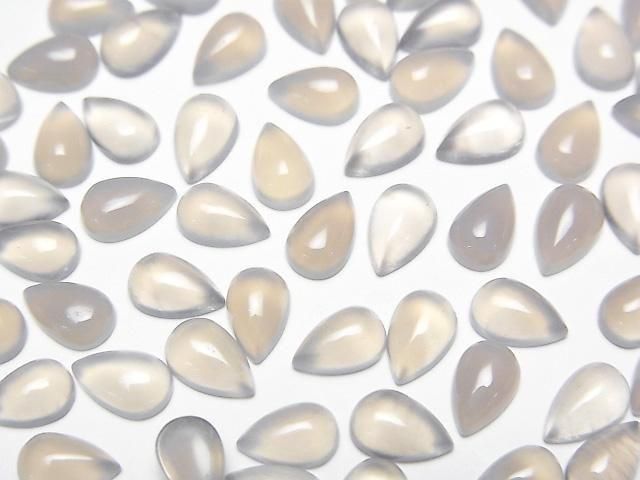 [Video] Gray Onyx AAA Pear shape Cabochon 6x4mm 5pcs