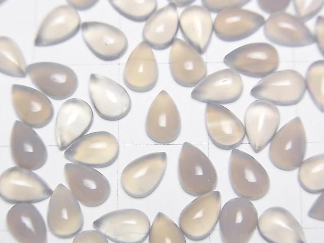 [Video] Gray Onyx AAA Pear shape Cabochon 6x4mm 5pcs
