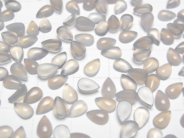 [Video] Gray Onyx AAA Pear shape Cabochon 6x4mm 5pcs
