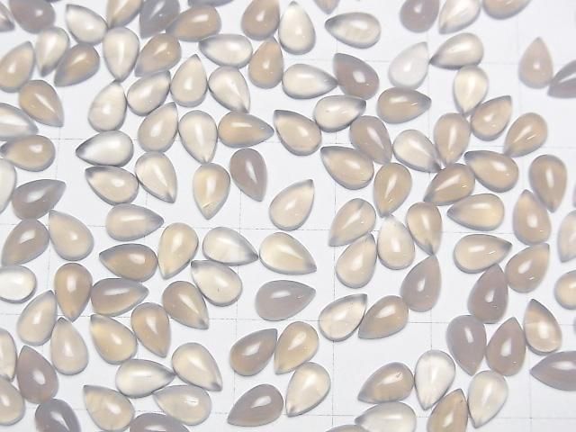 [Video] Gray Onyx AAA Pear shape Cabochon 6x4mm 5pcs