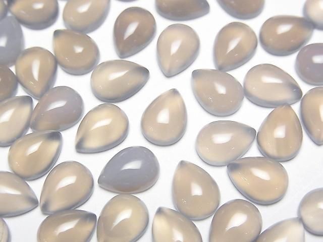 [Video] Gray Onyx AAA Pear shape Cabochon 8x6mm 4pcs