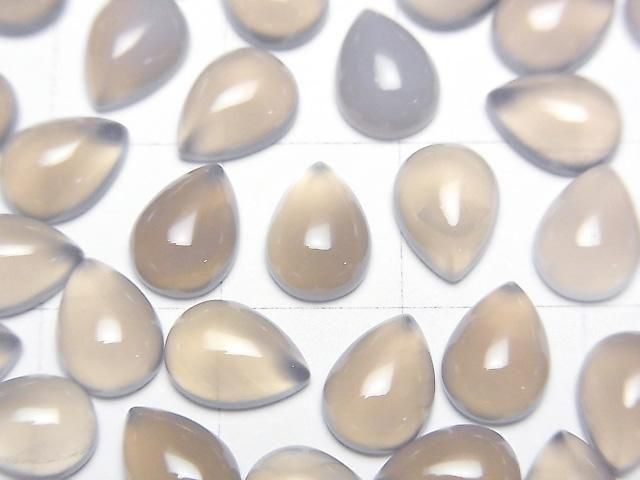 [Video] Gray Onyx AAA Pear shape Cabochon 8x6mm 4pcs