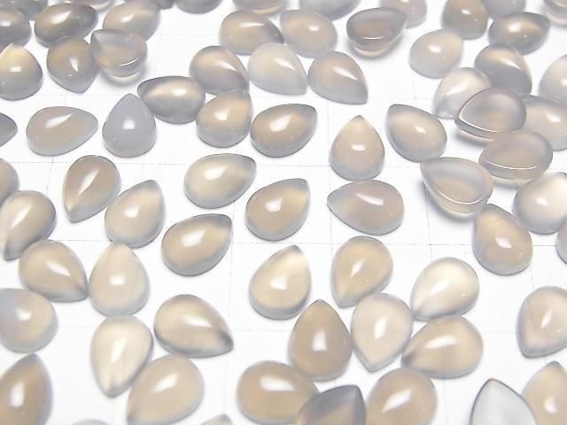[Video] Gray Onyx AAA Pear shape Cabochon 8x6mm 4pcs