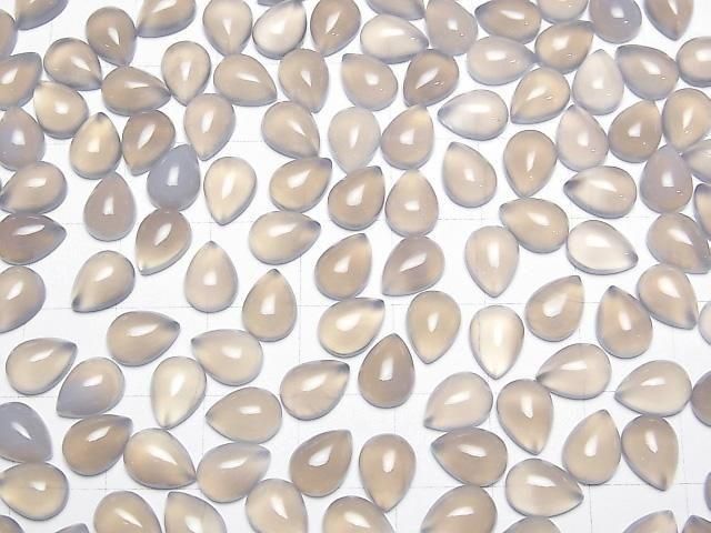 [Video] Gray Onyx AAA Pear shape Cabochon 8x6mm 4pcs