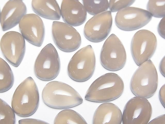 [Video] Gray Onyx AAA Pear shape Cabochon 12x8mm 4pcs