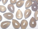 [Video] Gray Onyx AAA Pear shape Cabochon 12x8mm 4pcs
