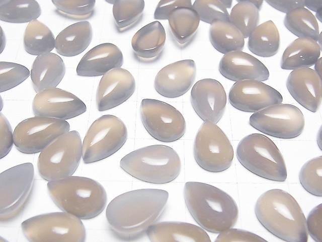 [Video] Gray Onyx AAA Pear shape Cabochon 12x8mm 4pcs