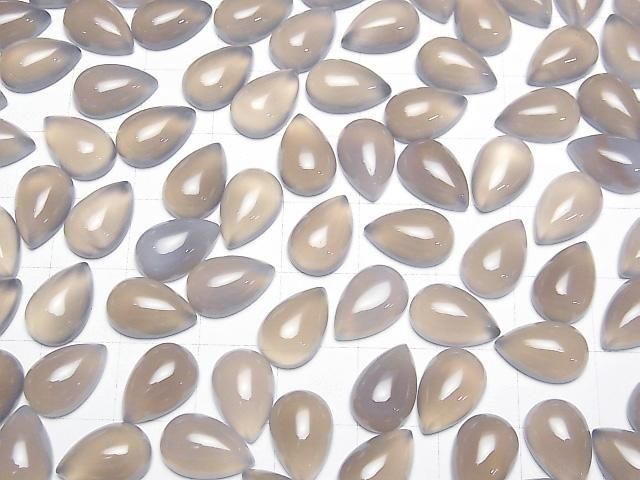 [Video] Gray Onyx AAA Pear shape Cabochon 12x8mm 4pcs