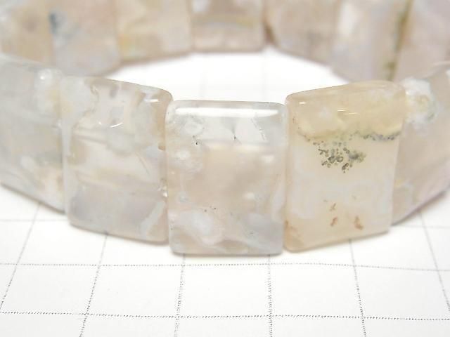 [Video] Cherry Blossom Agate 2-Hole Rectangle 19x13x6mm 1strand (Bangle Bracelet)