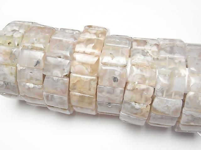 [Video] Cherry Blossom Agate 2-Hole Rectangle 19x13x6mm 1strand (Bangle Bracelet)