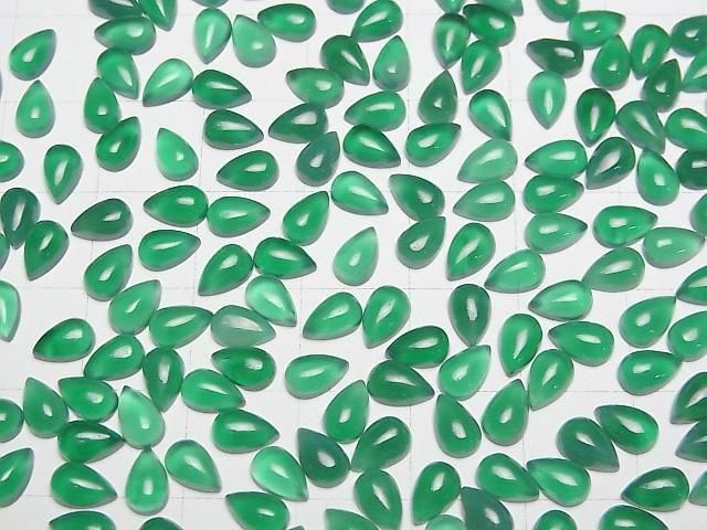 [Video] Green Onyx AAA Pear shape Cabochon 6x4mm 5pcs