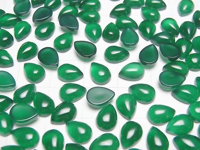 [Video] Green Onyx AAA Pear shape Cabochon 8x6mm 4pcs