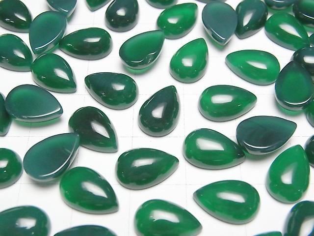 [Video] Green Onyx AAA Pear shape Cabochon 12x8mm 4pcs