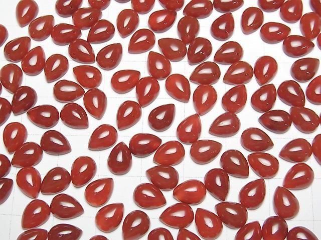 [Video] Red Agate AAA Pear shape Cabochon 8x6mm 4pcs