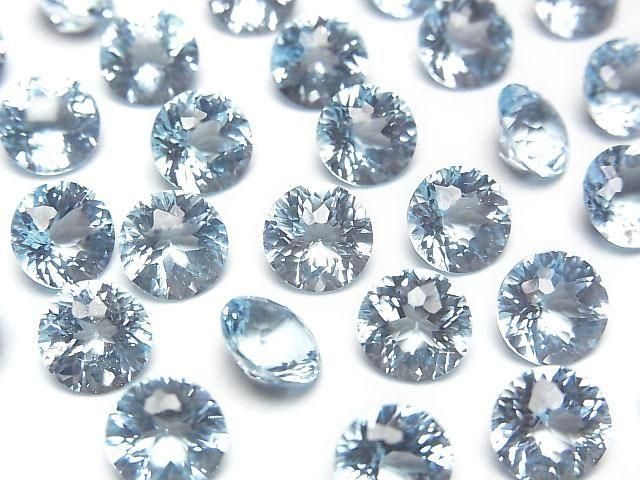[Video]High Quality Sky Blue Topaz AAA Loose Stone Round Faceted Fancy 8x8mm 2pcs