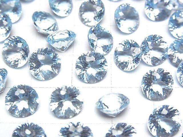 [Video] High Quality Sky Blue Topaz AAA Loose Stone Round Buff Top Cut 8x8mm 2pcs