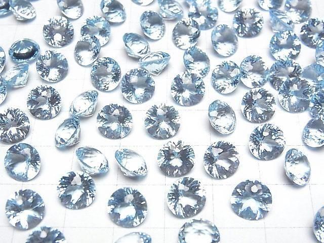 [Video] High Quality Sky Blue Topaz AAA Loose Stone Round Buff Top Cut 8x8mm 2pcs