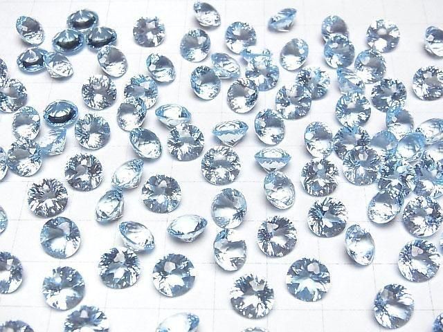 [Video] High Quality Sky Blue Topaz AAA Loose Stone Round Buff Top Cut 8x8mm 2pcs
