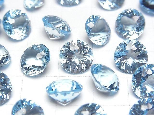 [Video]High Quality Sky Blue Topaz AAA Loose stone Round Faceted Fancy 10x10mm 1pc