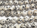 [Video]High Quality! Dalmatian Jasper 64Faceted Round 8mm 1strand beads (aprx.15inch/37cm)
