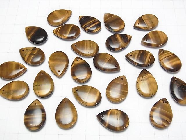 [Video] Yellow Tiger's Eye AA++ Pear shape 25x17mm 2pcs