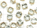 [Video]High Quality Green Amethyst AAA Bezel Setting Square Faceted 8x8mm 18KGP 1pc