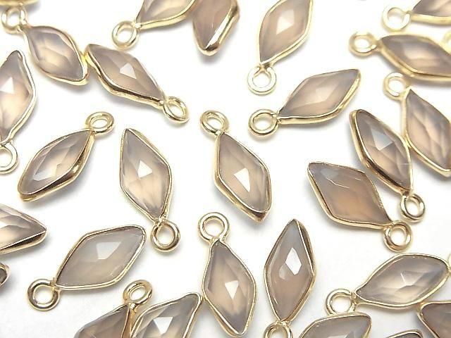[Video]Gray Onyx AAA Bezel Setting Diamond Shape 10x6mm 18KGP 2pcs