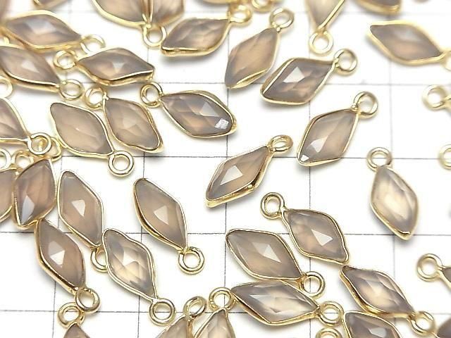 [Video]Gray Onyx AAA Bezel Setting Diamond Shape 10x6mm 18KGP 2pcs