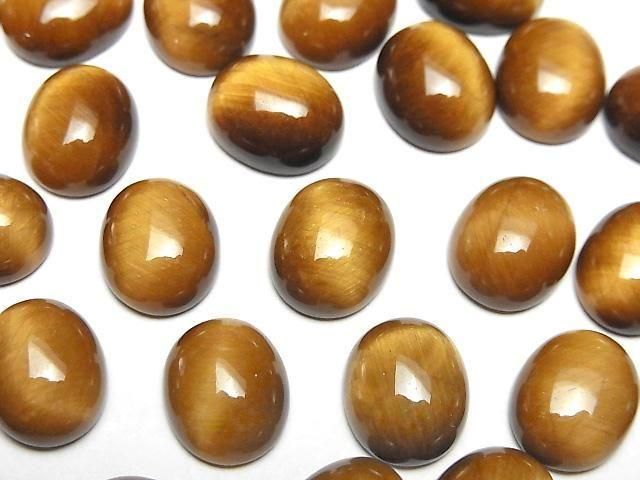[Video] Yellow Tiger's Eye AA++ Oval Cabochon 12x10mm Honey color 2pcs