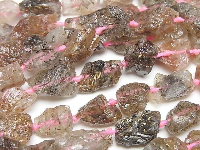 [Video] Mica in Quartz Rough Rock Nugget 1strand beads (aprx.15inch/38cm)