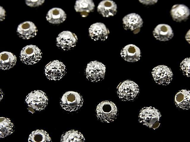 Silver925  Round  Faceted Pyramid  [4mm][5mm][6mm][8mm] No coating  2pcs