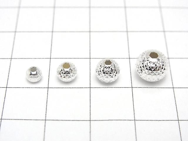 Silver925  Round  Faceted Pyramid  [4mm][5mm][6mm][8mm] No coating  2pcs