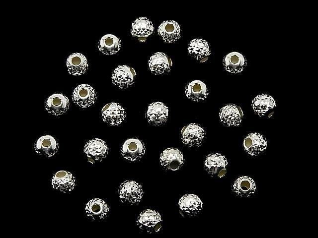 Silver925  Round  Faceted Pyramid  [4mm][5mm][6mm][8mm] No coating  2pcs