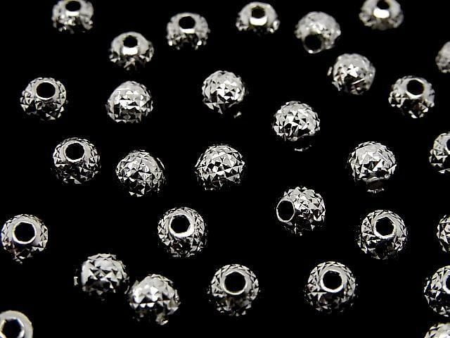 Silver925  Round  Faceted Pyramid  [4mm][5mm][6mm][8mm] Rhodium Plated  2pcs
